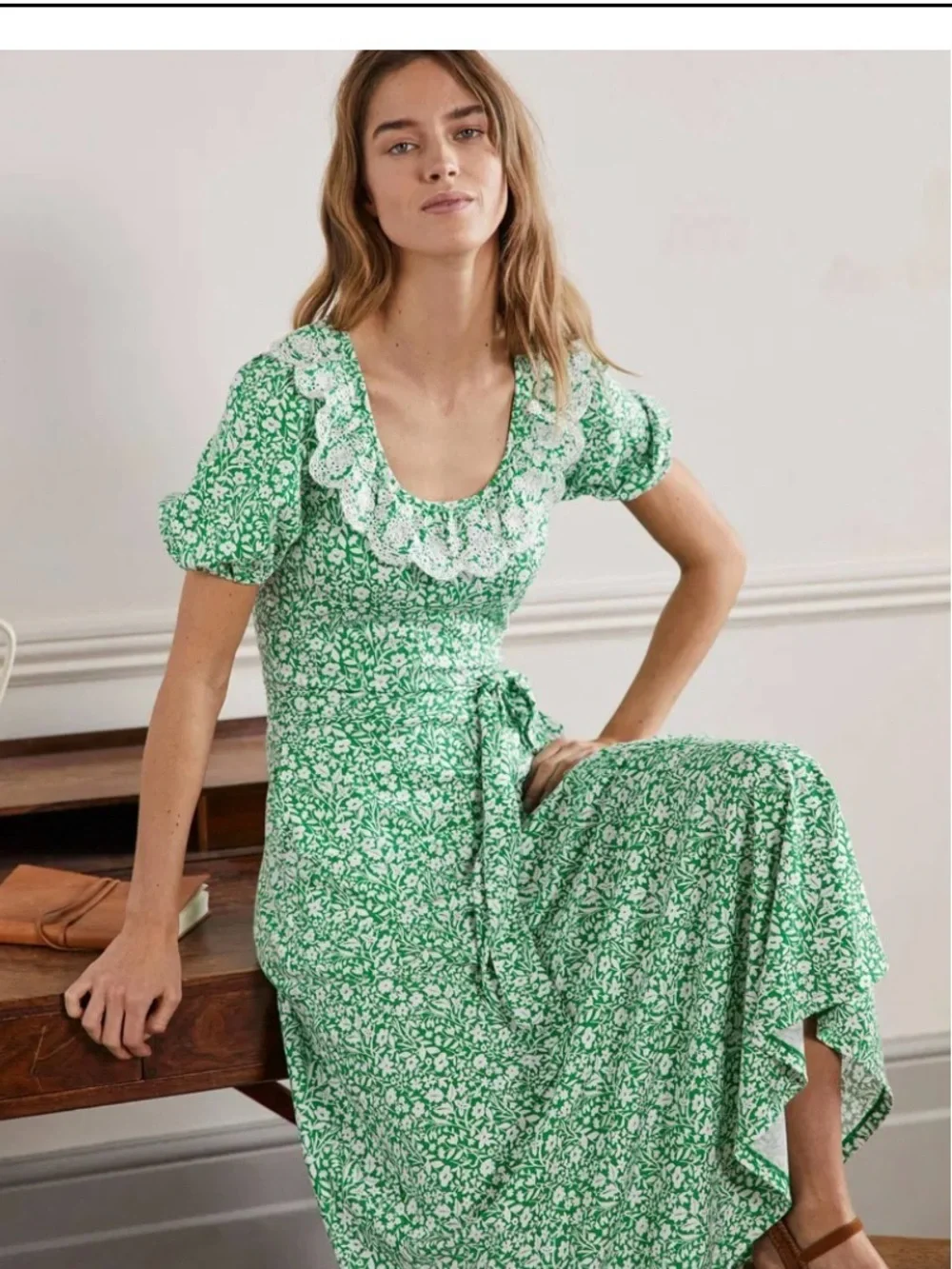 Boden trim detail midi dress navy size 14L nwt style d0135